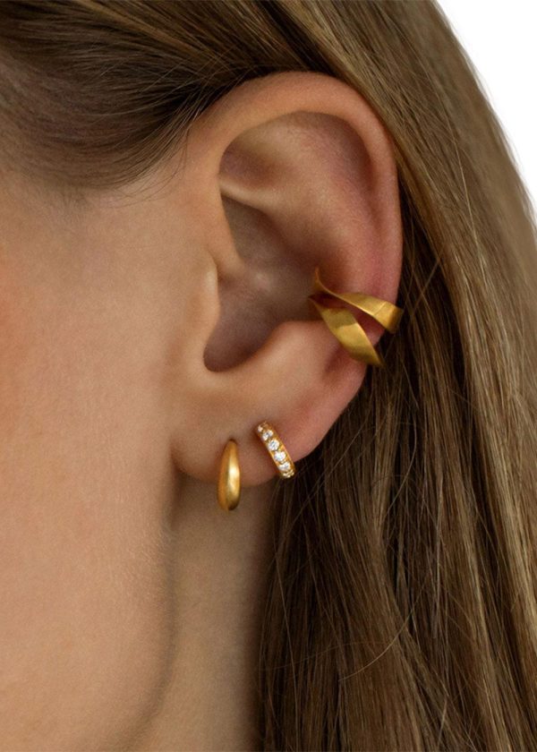 Twisted hammered Ear Cuff Gold - Gold For Sale