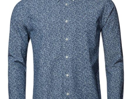 Slim-Chambray Floral Shirt - Blue Denim For Sale