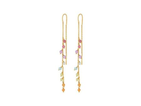 Rainbow Earchains length 70 mm - Gold Discount