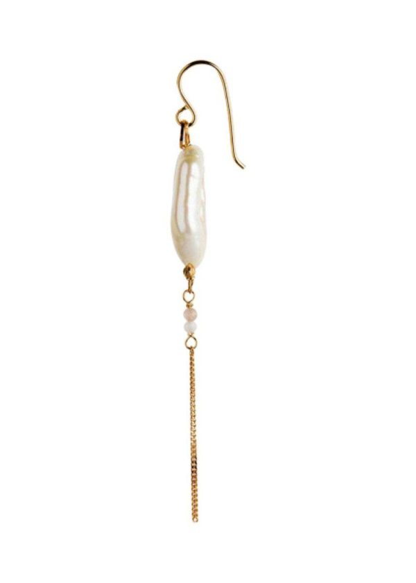 Long Baroque Pearl Earring Pea - Gold Sale