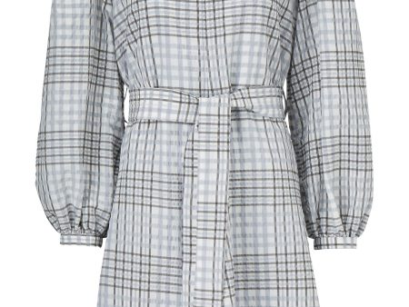 Taia dress - Pale Blue Check Discount