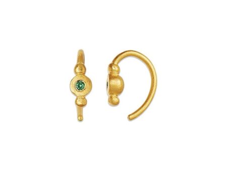 Petit Bon-Bon Green Zircon Ear - Gold For Sale