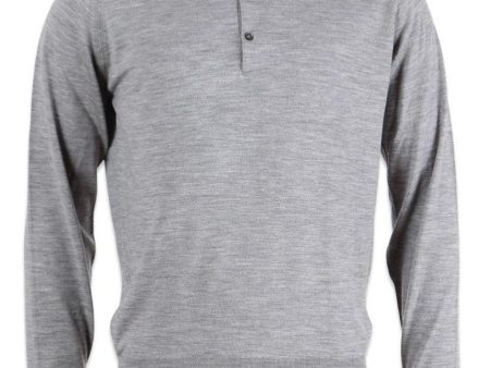 Belper Knitted Polo LS - Silver on Sale