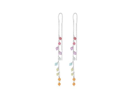 Rainbow Earchains length 70 mm - Silver Hot on Sale