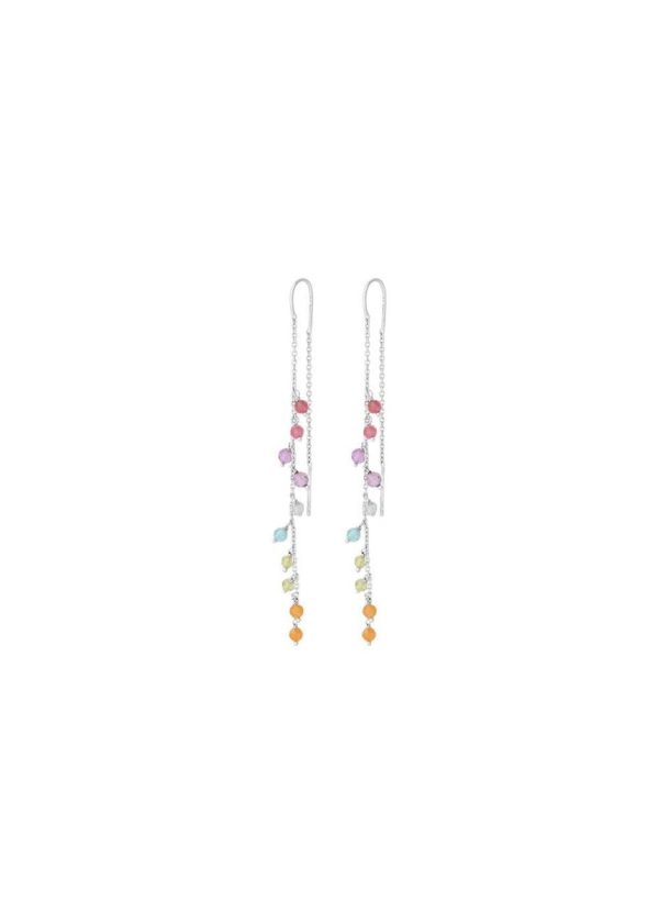 Rainbow Earchains length 70 mm - Silver Hot on Sale