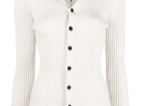 Cardigan With Neckline Cut Out - Off White For Cheap