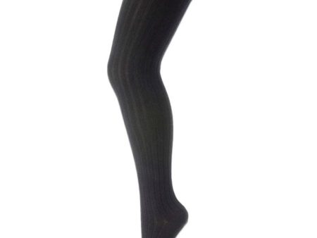 Cotton rib tights - Black Online