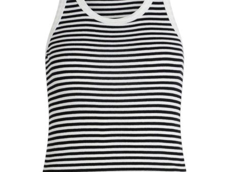 2x2 Cotton Stripe Carry Top - Black White Fashion