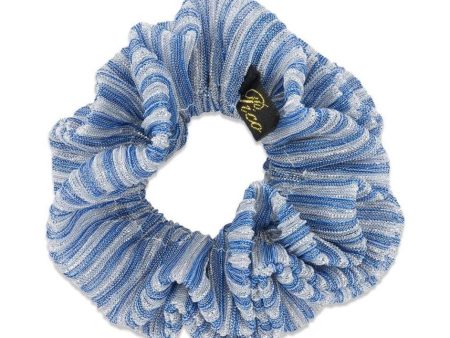 Metallic Flaese Scrunchie - Stripe Denim on Sale