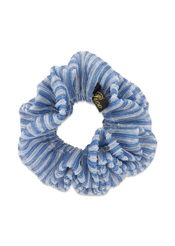 Metallic Flaese Scrunchie - Stripe Denim on Sale