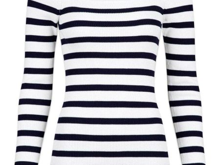 Corine Stripe Knit Blouse - Navy Fashion