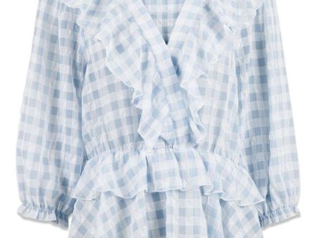 Besoa Soft Check Blouse - Light Blue Online Hot Sale