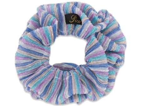 Metallic Flaese Scrunchie - Stripe Multi Pastel on Sale