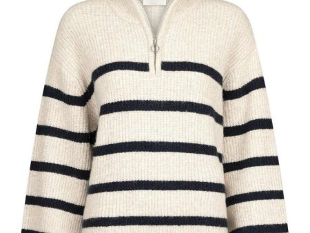 Nevena Stripe Knit Blouse - Sand Discount