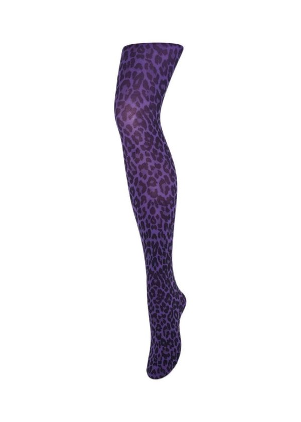 Leopard pantyhose - 50 denier - Ultra Violet For Discount