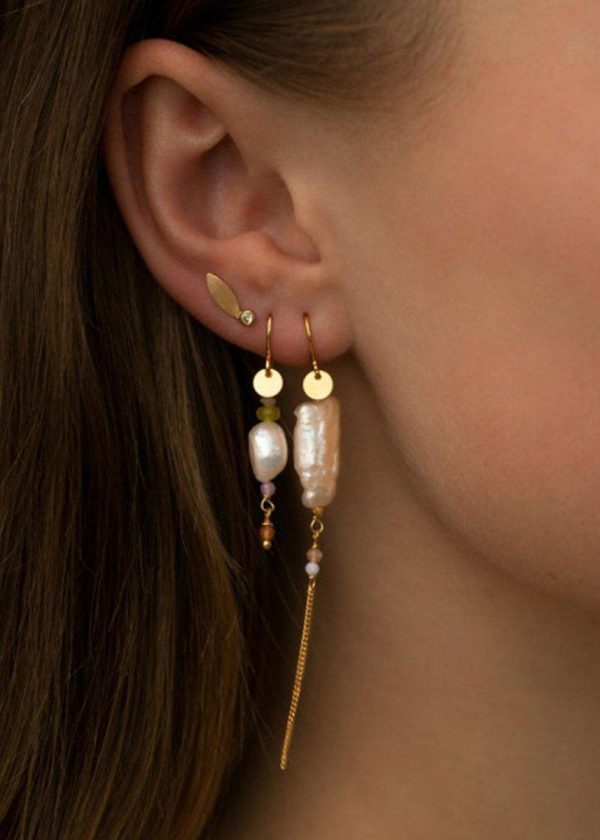 Long Baroque Pearl Earring Pea - Gold Sale