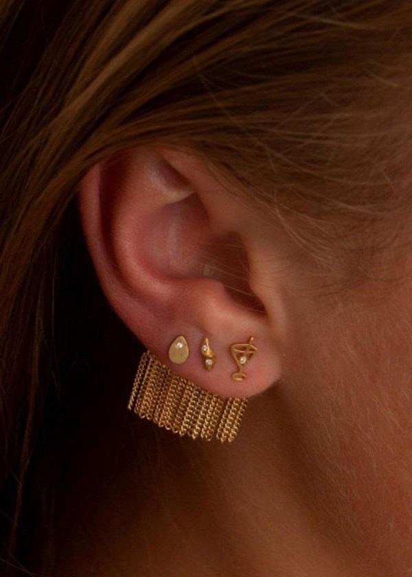 Dancing Chains Behind Ear-Earr - Gold on Sale