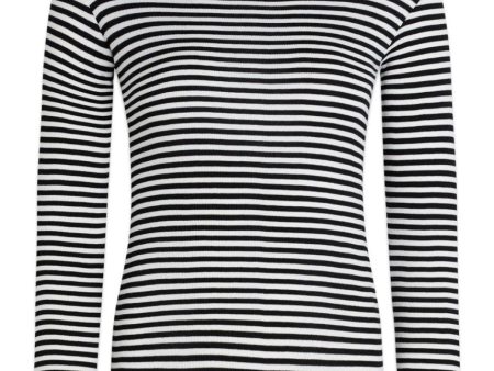 2x2 Cotton Stripe Tuba Top - Black White Online now