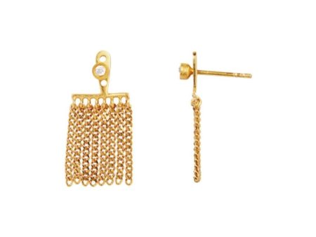 Dancing Chains Behind Ear-Earr - Gold on Sale