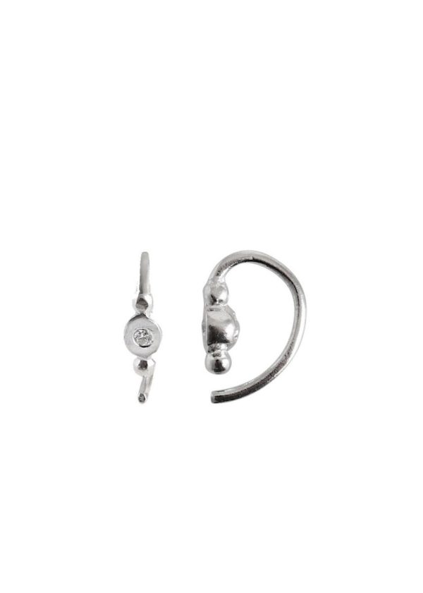 Petit Bon-Bon White Zircon Ear - Silver For Discount