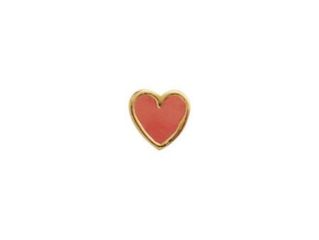 Petit Love Heart Coral Enamel - Gold For Sale