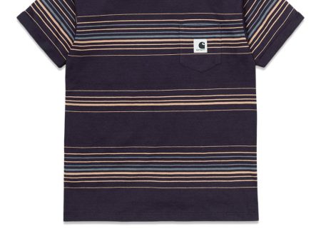 W  S S Tori Pocket T-Shirt - Tori Stripe, Black Hot on Sale