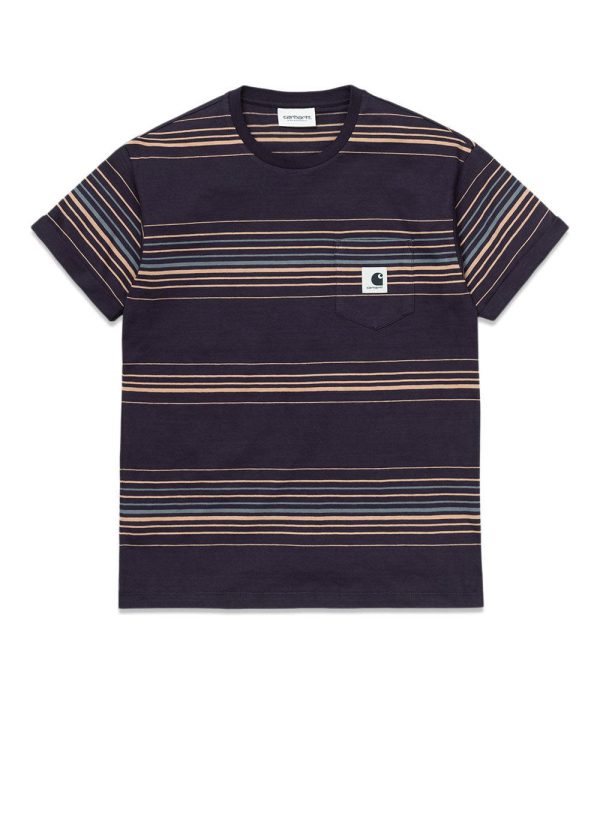 W  S S Tori Pocket T-Shirt - Tori Stripe, Black Hot on Sale