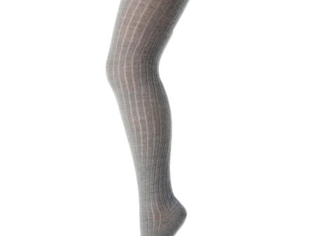 Cotton rib tights - Grey Melange Sale