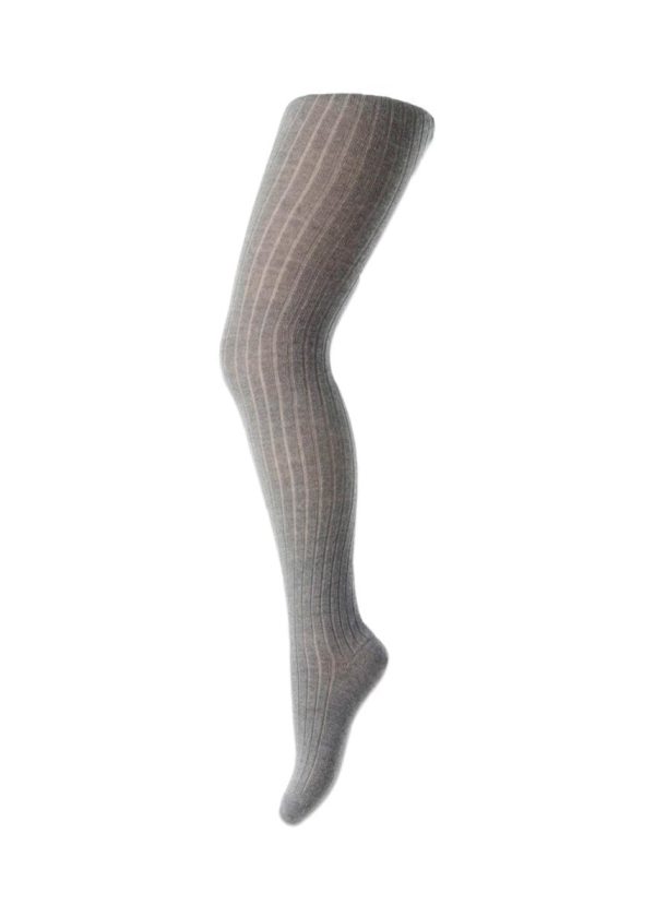 Cotton rib tights - Grey Melange Sale