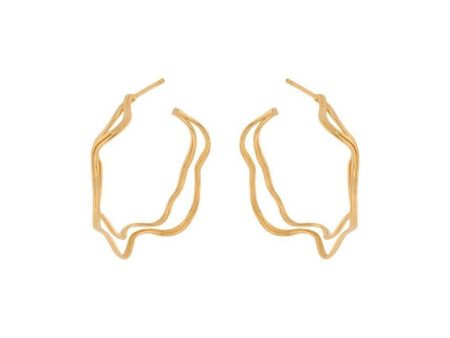 Double Wave Hoops - Gold Fashion