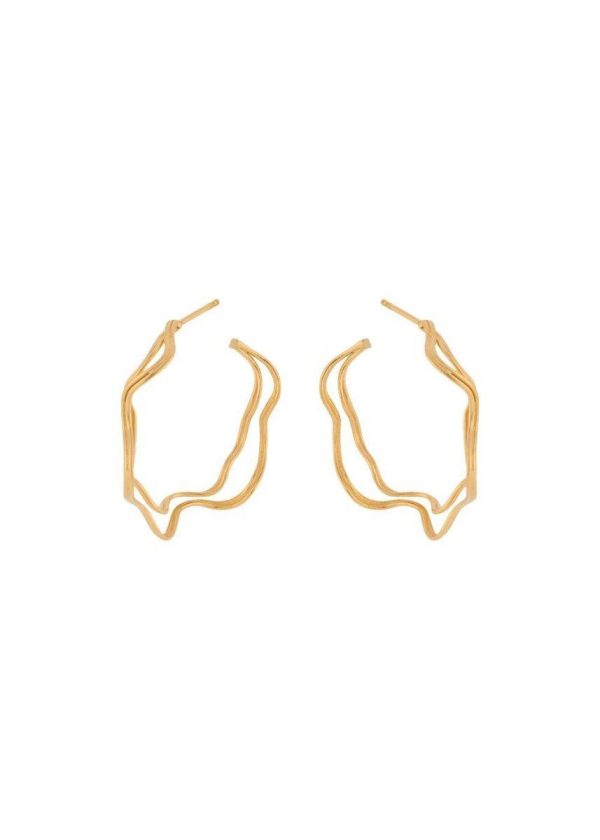 Double Wave Hoops - Gold Fashion