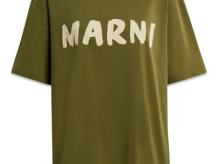 WHITE LOGO T-SHIRT - Dusty Olive Discount