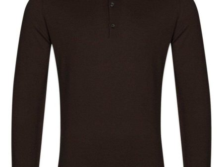 Belper Knitted Polo LS - Dk Cocao Online Hot Sale