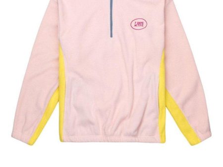 Fleece pullover - Half Zip - Light Pink Yellow Fashion