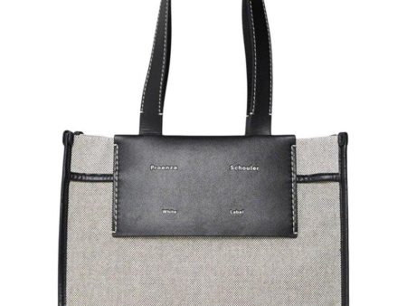 Large Morris Canvas Tote - Optic White Black Discount