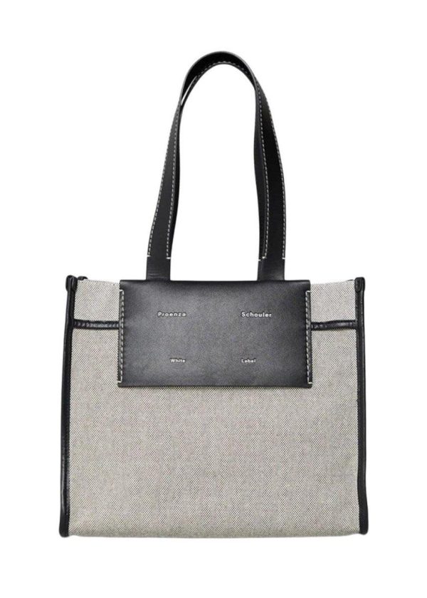 Large Morris Canvas Tote - Optic White Black Discount