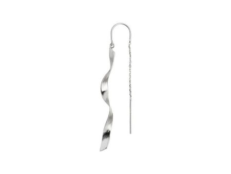 Long Twisted Hammered Earring - Silver Discount