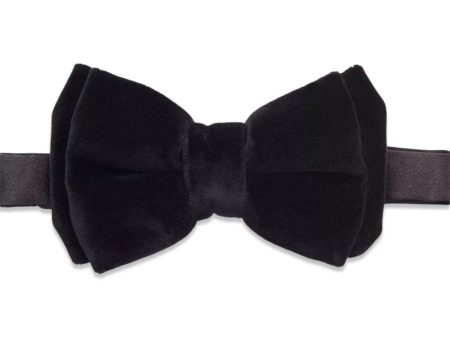 Bow Tie Velour - Black Cheap