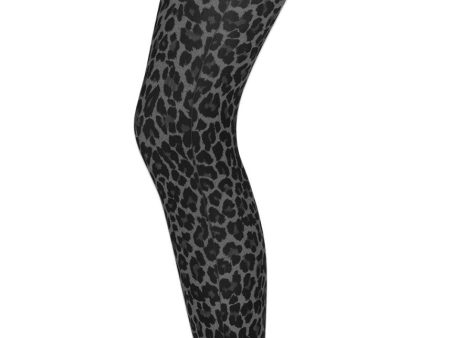 Leopard footless - 150 denier - Antracite For Discount