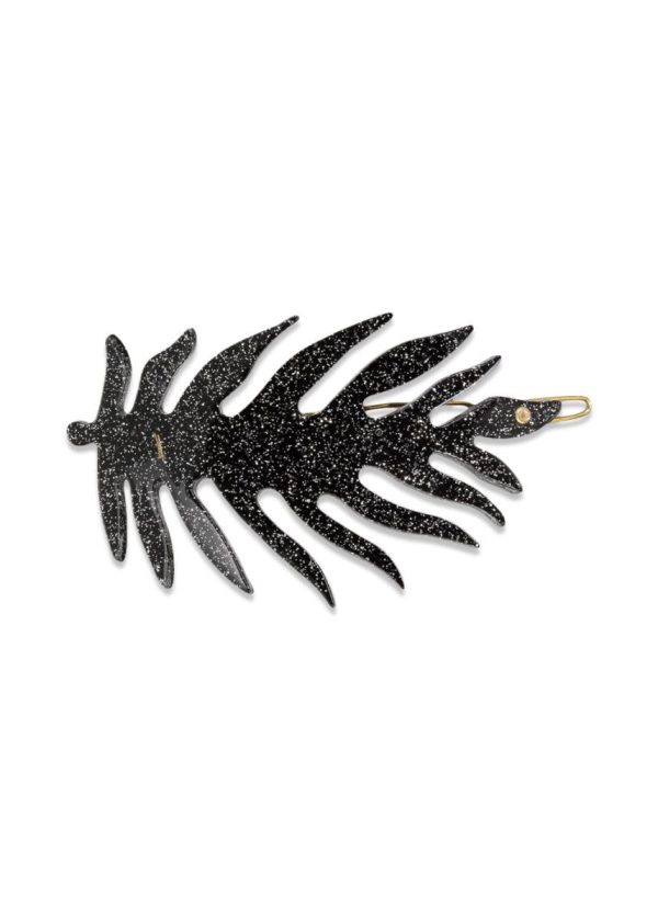 Leaf Hair Pin - Black Silver Glitter Online Sale